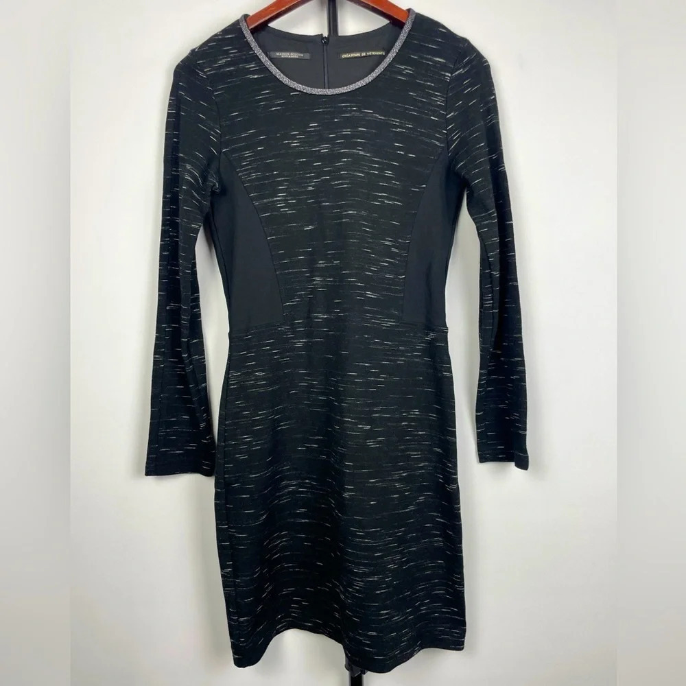 MAISON Scotch Scotch & Soda Charcoal Black Long Sleeve Fitted Mini Dress